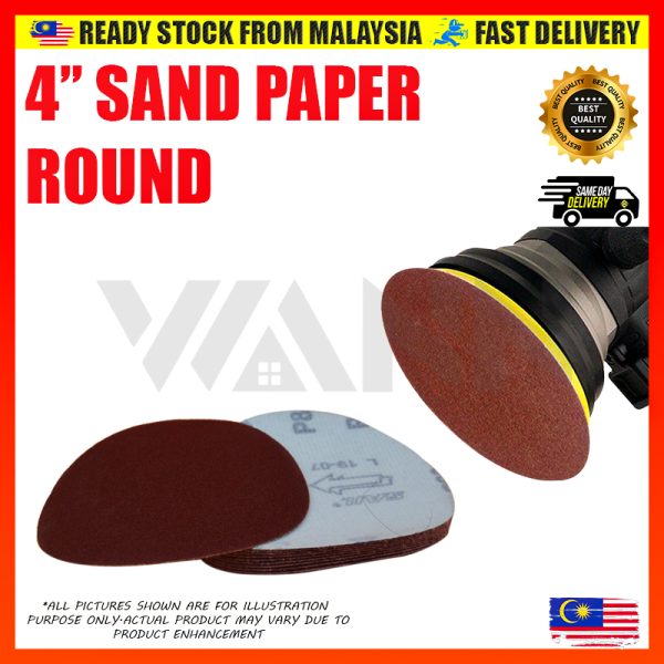 5" (125MM) Grit Red Abrasive Sand Paper Round Velcro Grip Disc Polishing Pad