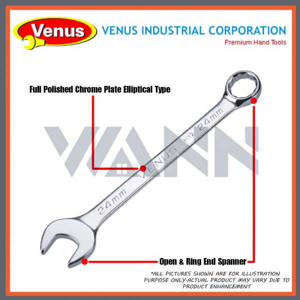VENUS CRV 14 PCS Combination Spanner Wrench Set Tools Set Heavy Duty Spanar Set (8MM-24MM) - Image 5