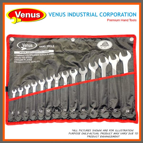 VENUS CRV 14 PCS Combination Spanner Wrench Set Tools Set Heavy Duty Spanar Set (8MM-24MM) - Image 6