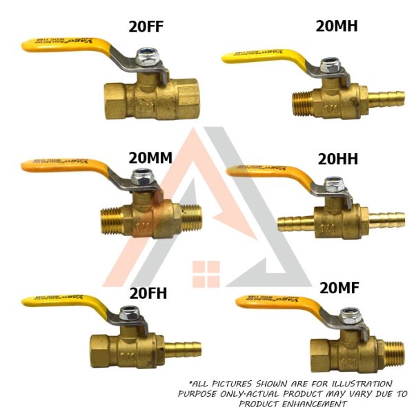 1/4" VAGO Heavy Duty Brass Mini Ball Valves Male Female Thread Hose Water Oil Air Gas Fuel Shutoff Pipe Valve Fittings